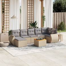 Set da Lounge da Esterno Homie Divano Giardino 8 pz Cuscini Beige in Polyrattan Set da Lounge da Esterno