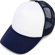 Youth Mesh Trucker Cap Adjustable Hat in Navy White