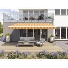 Aluminium Terrassenmarkisen Wismar Gelenkarmmarkise Classic gelb-orange gestreift