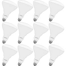 Light Bulbs Luxrite 85-Watt Equivalent BR40 LED Light Bulb 3000K Soft White 1100 Lumens 13-Watt Dimmable Damp Rated UL Listed E26 12-Pack