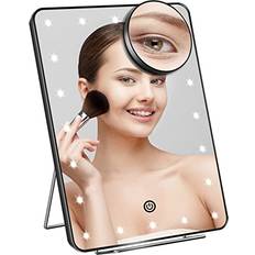 Cosmetics Cosmirror Lighted Makeup with 10X Magnification Makeup Vanity with 20 LED Lights and Phone Holder, Touch Sensor Dimming, Dual Power Supply, Portable Desk Personal Beauty Light Up