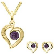 Oro Conjuntos de joyas C. W. Sellors 9ct Gold Blue John Ridged Heart Two Piece Set Gold