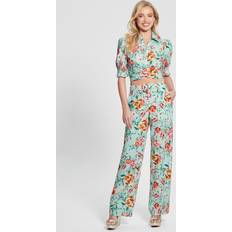 Guess Trousers Guess Floral Print Straight Pant Turquoise