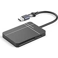 Nordic 4 in 1 USB-A och C kortläsare SD4.0, MicroSD/TF, CF och MS UHSII