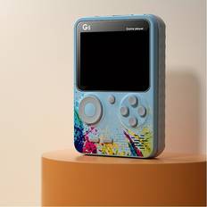 Flemye Blue Retro Handheld Game Console with Large Screen and Cute Cartoon Gamepad