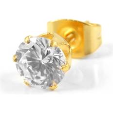 8mm Guldfarvet Rund Zirkon Ørestik