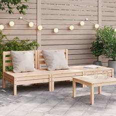 Square Outdoor Lounge Sets vidaXL Garden Sofa 3-Seater Solid Wood Pine 1 pcs Outdoor Lounge Set, Table incl. 2 Sofas