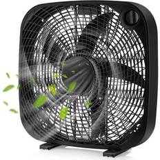 Costway 20 Inch Box Portable Floor Fan with 3 Speed Knob Control-Black