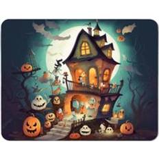 Polyester Place Mats Warren Reed Illustrations A Whimsical Haunted Place Mat Orange