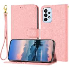 Samsung Galaxy A72 Wallet Cases GANGXUN Pink Phone Case For Samsung Galaxy A72 4G/5G PU Lether Litchi Pattern Card Slots Holder Flip Folio Wallet