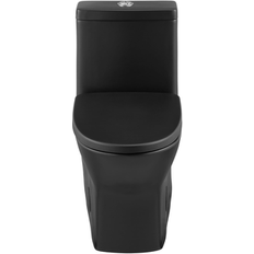 Toilets Swiss Madison Malta Ii One-Piece Round Toilet Dual-Flush 1.1/1.6 Gpf In Matte Black 24" x 14" 28.75" Black