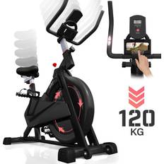 Træningsmaskiner Motionscykel med LCD-display, modstandsindstilling, ergometer, pulsmåler, justerbart sæde og håndtag
