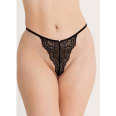 LoveHoney Satin Romance Purple Pearl Thong Purple, Black, Women