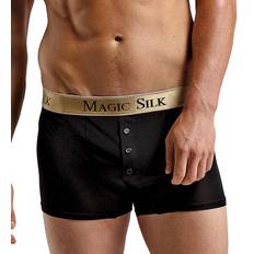 Magic Silk Men's Knit Button Down Trunk Black 6786