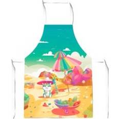 Multicoloured Aprons Warren Reed On A Beach Holiday Junior Apron Yellow