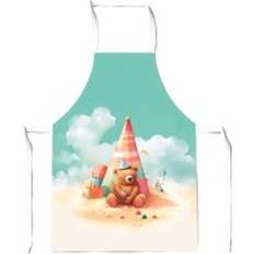 Multicoloured Aprons Warren Reed A Bear On A Beach Holiday Junior Apron Yellow