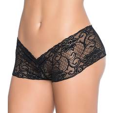 Mapale Women's Peek-A-Boo Crotchless Boyshort Panty in Black 98 HerRoom.com