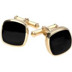 Gold - Men Cufflinks C. W. Sellors 9ct Gold Whitby Jet Square Cushion Cufflinks Option1 Value