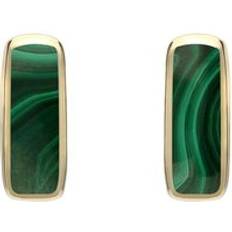 Yellow Earrings C. W. Sellors 9ct Gold Malachite Dinky Oblong Stud Earrings Gold