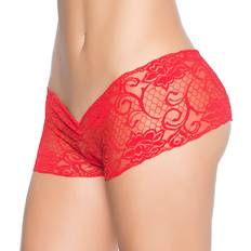 Mapale Women's Peek-A-Boo Crotchless Boyshort Panty in Red 98 HerRoom.com