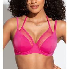 Polyamide Bikini Tops Pour Moi Glamazon Underwire Double Strap Swim Top 30015,32D,Hot Pink