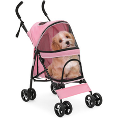 MoNiBloom Foldable 4 Wheels Pet Stroller Cat Dog Travel Carrier Cart