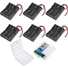 Gtiwung 6 st. AA batterihållare hus plast batteri förvaringslåda, batterihållare för 3 x 1,5 V AA batterihållare 4,5 V med anslutningskabel 3 st