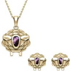 Jewellery C. W. Sellors 9ct Gold Blue John Sheep Two Piece Set