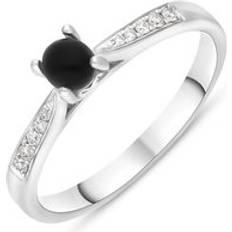 Mujer - Oro Blanco Anillos C. W. Sellors 18ct White Gold Whitby Jet Diamond 0.07ct Ring