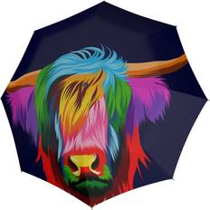 Doppler Svarta Paraplyer Doppler modern.art long automatic regenschirm cattle dunkelblau motiv Mehrfarbig 88 cm