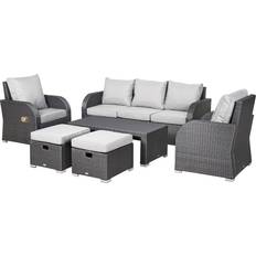 OutSunny 860-105V70 - Light Grey Outdoor Lounge Set, 1 Table incl. 2 Chairs & 1 Sofas