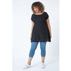 Women T-shirts Roman Curve Textured Short Sleeve T-Shirt Black