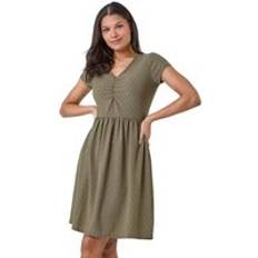 Clothing Roman Textured Ruched Stretch Jersey Dress Khaki