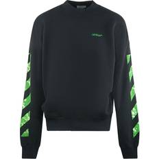Off-White Sweatshirts Jumpers Off-White Mens Moon Tab Design Oversized Fit Black Sweatshirt