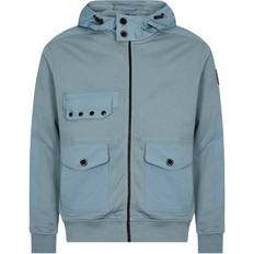 Belstaff Hoodies Jumpers Belstaff Patch Logo Artic Blue Zip-Up Hoodie