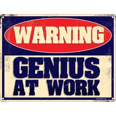 Happy Larry Genius At Work Mini Tin Sign Wall Decor