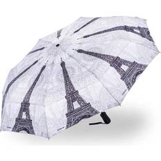 StormKing Auto Open & Close Folding Umbrella City Paris Black White Grey