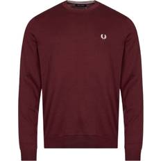 Fred Perry Red Jumpers Fred Perry Ox Blood V-Neck Burgundy Jumper