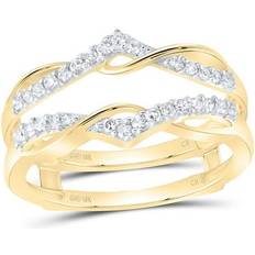 Jewelry Jewelry Outlet 10kt Yellow Gold Womens Round Diamond Solitaire Enhancer Wedding Band 1/4 Cttw