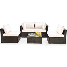 Patio set Costway 5-Piece Wicker Patio Conversation Outdoor Lounge Set