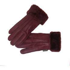 Sheepskin Gloves With Cuff Wine