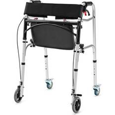 Costway Height Adjustable Aluminum Walker with Rolling Wheels and Brakes