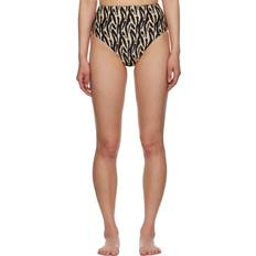 Beige Bikini Bottoms Nanushka Beige & Black Bente Bikini Bottoms Brushtroke Animal
