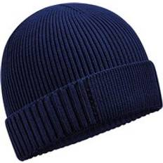 Cotton Beanies Beechfield Organic Cotton Engineered Patch Beanie Navy One