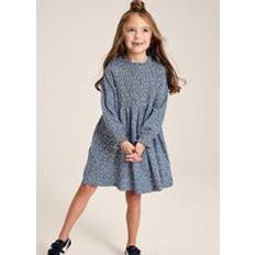 Joules Kids Shirred Jersey Dress Blue Floral