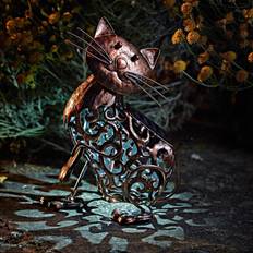 Garden & Outdoor Environment Garden Mile Solar Powered Light Up Cat LED Metal Scroll Animal Ornament