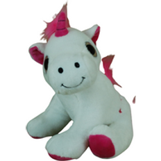 Plush Unicorn with mane tail White Pink