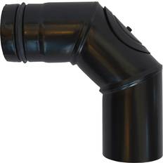 Nsp Emaljböj Ø80Mm/90Gr Svart Med Lucka Till Pelletskaminer