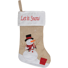 Beige Decorative Items Northlight 19in Beige Burlap "Let It Snow" Snowman Christmas Stocking