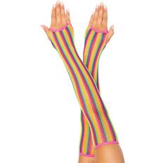 Leg Avenue Rainbow Net Arm Warmers - Multicolor